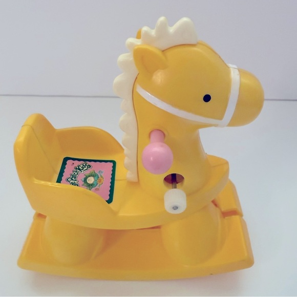 4” Vintage Cabbage Patch Wind Up Yellow Rocking Horse Toy - Doll not included - Picture 2 of 8